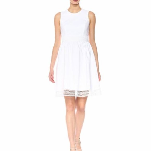 Calvin Klein Size 12 White Fit & Flare Dress - Picture 2 of 9